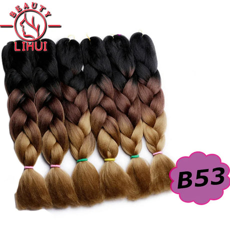 Synthetic Ombre Hair Jumbo Crochet Braiding Hair For Women Blonde Golden Green Brown Colorful Hair 6packs 24Inch 100G Wholesale