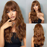 EASIHAIR Light Orange Synthetic Wigs Long Wavy Ombre Natural Hair Wigs with Bangs for Women Cosplay Lolita Wig Heat Resistant