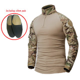 Men Combat Work Clothes Long Sleeve Tactical Elbow Pads Uniform Cotton Military CP Camouflage Shirt Man T Shirts