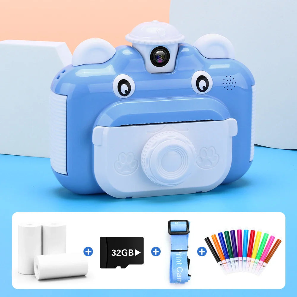 Kids Camera Instant Print Camera for Children 1080P HD Video Photo Camera Toys with 32GB Card