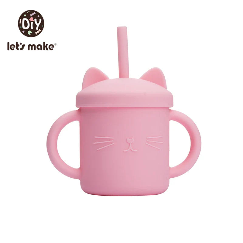 Let's Make Baby Feeding Straw Cup Baby Learning Feeding Bottles Anti-Hot Leakproof Safe Silicone Tableware Toddler Water Bottle