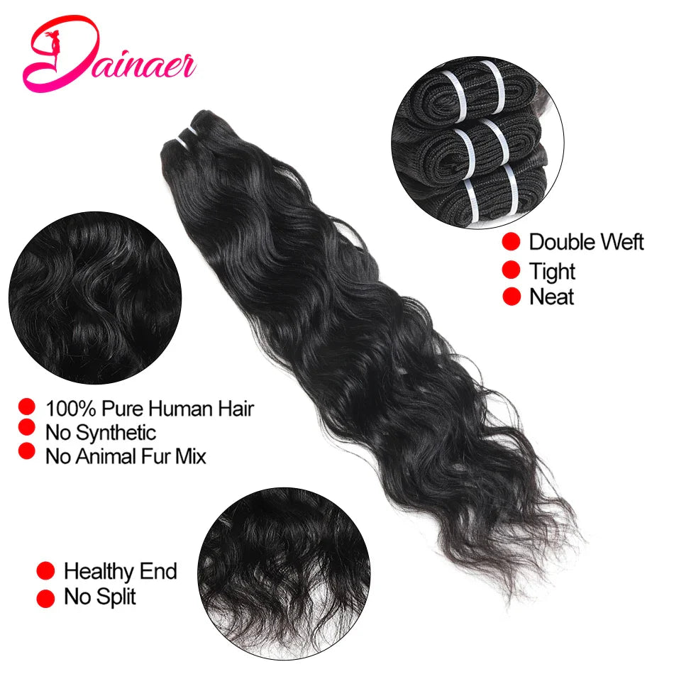 Brazilian Hair Weave Bundles Natural Wave Hair 1/3/4 PCS 100% Human Hair Bundles 8-30inches Natural Color Human Hair Extensions