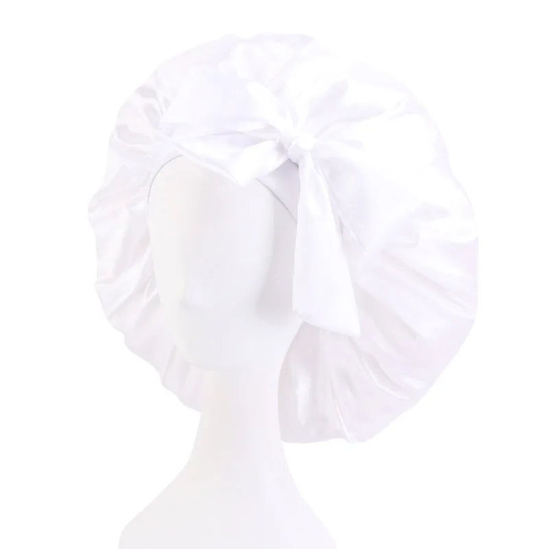 New Extra Large Bow Scarf Cap Bath Cap Chemotherapy Cap Satin Baotou Hat  Nightcap Women Hair Accessories