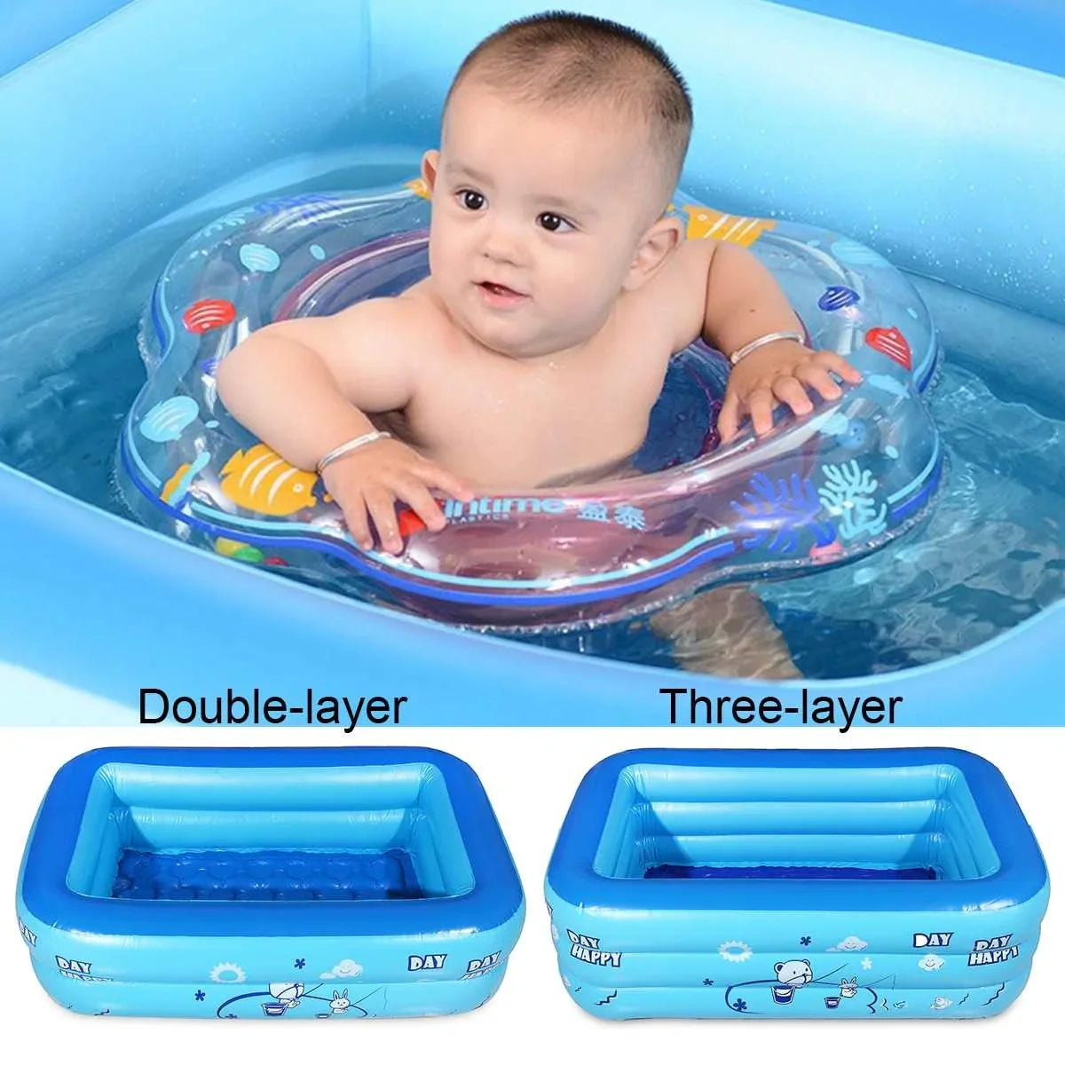 Outdoor Summer Indoor Kids New 120cm 2/3layers Children Inflatable Pool Bathing Tub Baby Kid Home Outdoor Large Swimming Square