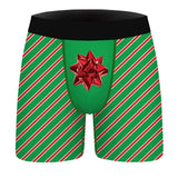 Mens Christmas Printed Shorts Underwear Mid Waist Elastic Waistband Boxer Briefs Shorts Breathable Underpants