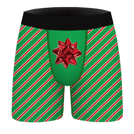 Mens Christmas Printed Shorts Underwear Mid Waist Elastic Waistband Boxer Briefs Shorts Breathable Underpants