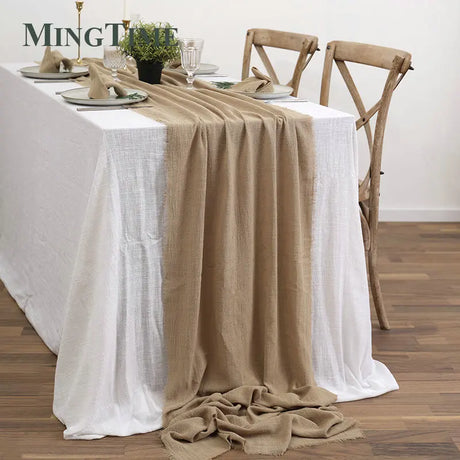 Table Runners Rustic Cotton Gauze Dining Burlap Retro Burr Texture Vintage Wedding Supplies Linen Home Christmas Decorations