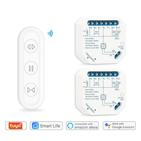 WiFi Curtain Roller Shutter Switch Module with RF Remote Tuya Smart Life App Timer Google Home Alexa Voice Control