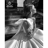 Vintage Bow Satin Wedding Dress 2024 New Fashion One Shoulder A-Line Train Bride Gown Princess SwanSarah W101 Vestido De Novia