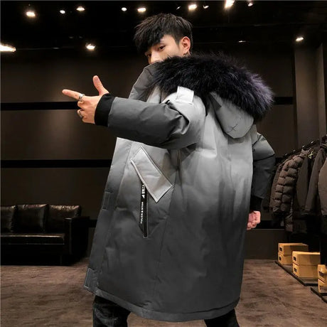 Men Winter New Warm Casual Fur Hooded Jacket Parkas Men Outdoor Fashion Warm Thick Pockets Army Coat Parkas Men