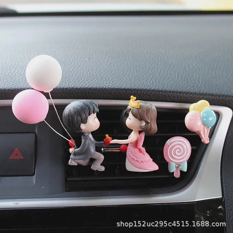 Car Air outlet clip Decoration Cute Cartoon Couples Action Figure Balloon Ornament Auto Interior Dashboard Accessories Girl Gift