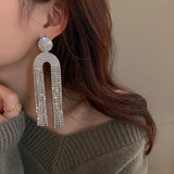 Fashion Statement Earring Long Full Rhinestone Big Earrings For Women Euorpe Evening Party Crystal Tassel Earings Wholesale