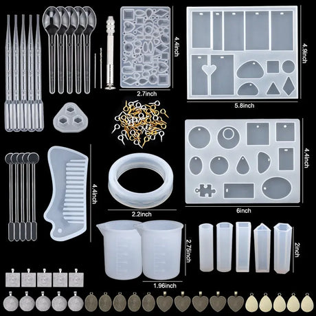 Silicone Mold For Epoxy Resin Set Jewelry Casting Mould Kit with Hand Drill,Glitter Sequins,Tools for Pendant Earring Making DIY