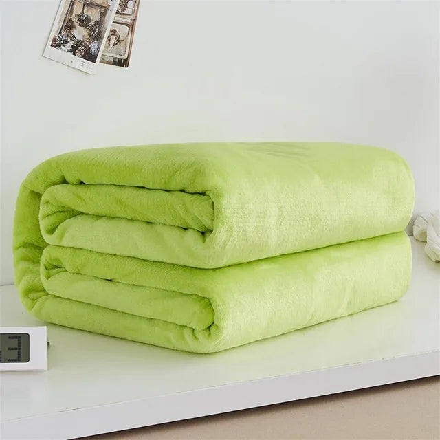 Soft Warm Coral Fleece Flannel Blankets For Beds Faux Fur Mink Throw Solid Color Sofa Cover Bedspread Winter Plaid Blankets