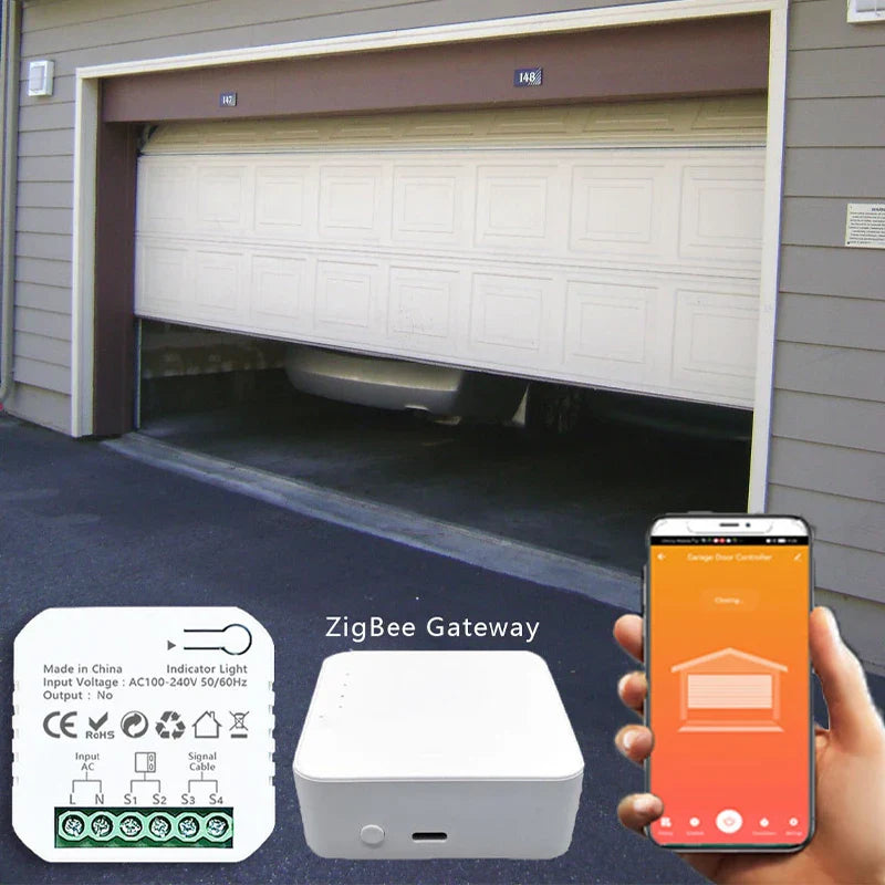 Tuya Smart Life ZigBee Garage Door Opener Controller App Remote Control Supports Alexa Google Home Zigbee2MQTT Gateway Needed