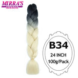 Jumbo Braiding Hair Extensions 24inch Ombre Hair For Braids 5Pcs Box Braid Yaki Texture Synthetic Fiber Fake Hair Mirra’s Mirror