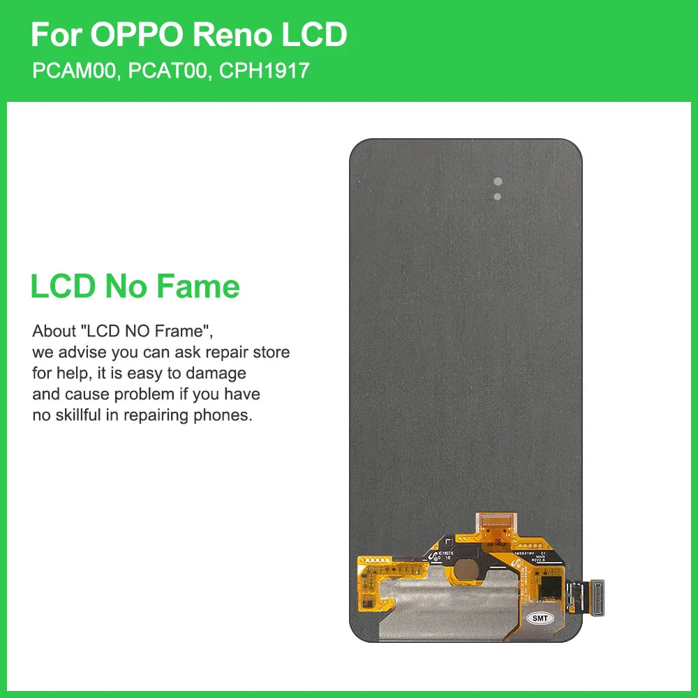 Amoled/TFT For Oppo Reno PCAT00 PCAM00 CPH1917 LCD Display Screen Touch Panel Digitizer  Assembly Replacement For OPPO Reno LCD