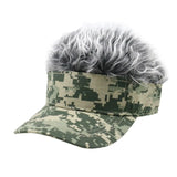 Winfox Men Women Camouflage Fake Flair Hair Baseball Cap Camo Sun Visor Fun Halloween Party Toupee Hat Golf Caps Gorra Hombre