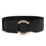 Women Elastic Stretch Waistbands  Female Gold Round Buckle Belts Fashion Wide Waist BeltsLadies Decorative Belt For Dress Coats