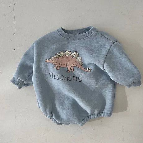 MILANCEL Autumn Baby Bodysuits Dinosaur Toddler One Piece Infant Boys Fleece Bodysuits Fur Lining Girl Clothing