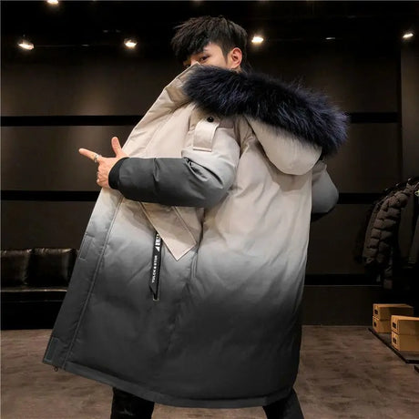 Men Winter New Warm Casual Fur Hooded Jacket Parkas Men Outdoor Fashion Warm Thick Pockets Army Coat Parkas Men