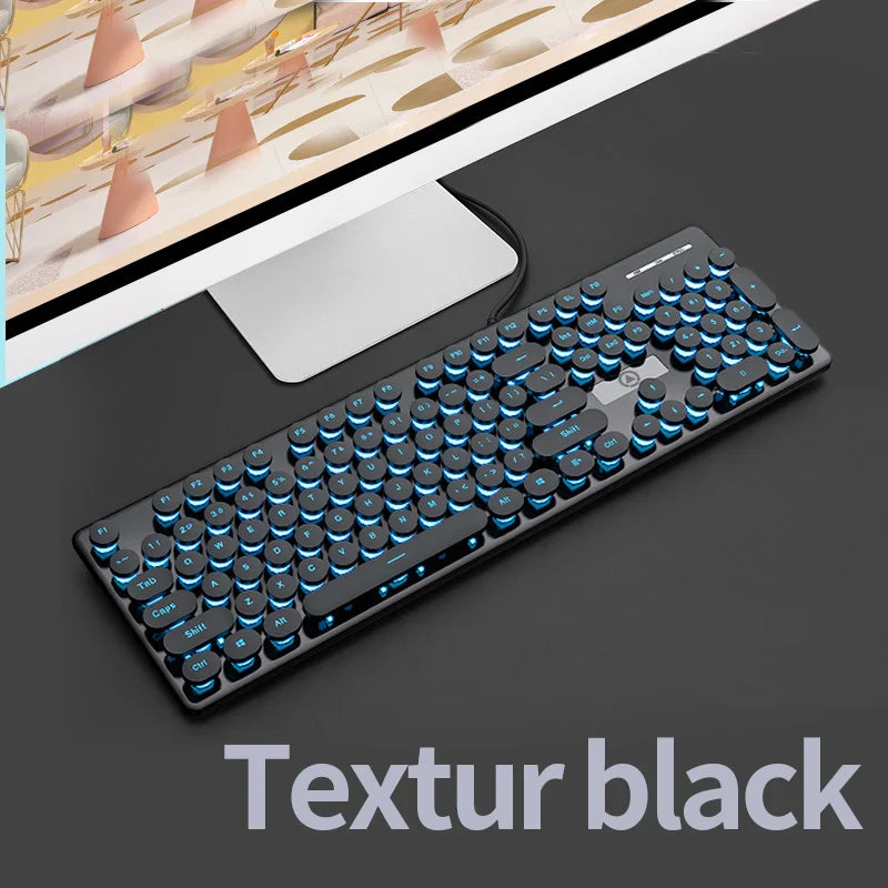 Retro Punk Gaming Keyboard and Mouse Headphone Combos Luminous 104 Keys Keyboards RGB Mice Headset Set Laptop Computer Gamer