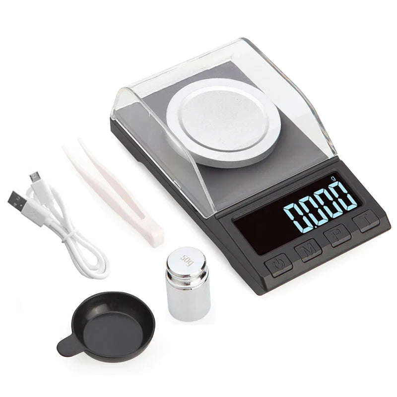 0.001g Precision Electronic Scales 100g/50g/20g Digital Weighing Gem Jewelry Diamond Scale Portable Lab Weight Milligram Scale