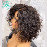 4X4 Closure Lace Wig Pixie Short Curly Bob Cut Blunt Lace Closure Human Hair Wigs For Black Women Remy Preplucked Brazilian Riya