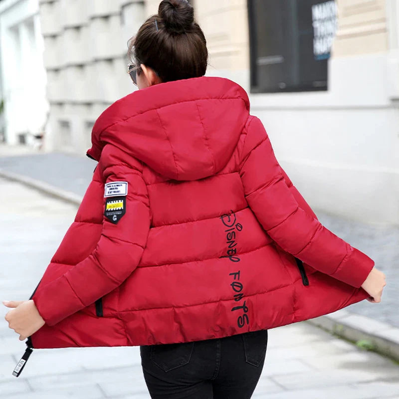 Women Winter Parkas Hooded Thick Warm Short Coat Elegant Slim Cotton Padded Jacket Korean Casual Outwear Female Clothes Street