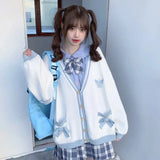 Japanese Girls Loli V-neck JK Uniforms Cute Sweet Sweater Jackets Cardigan Women Student School College Style Cosplay Costumes