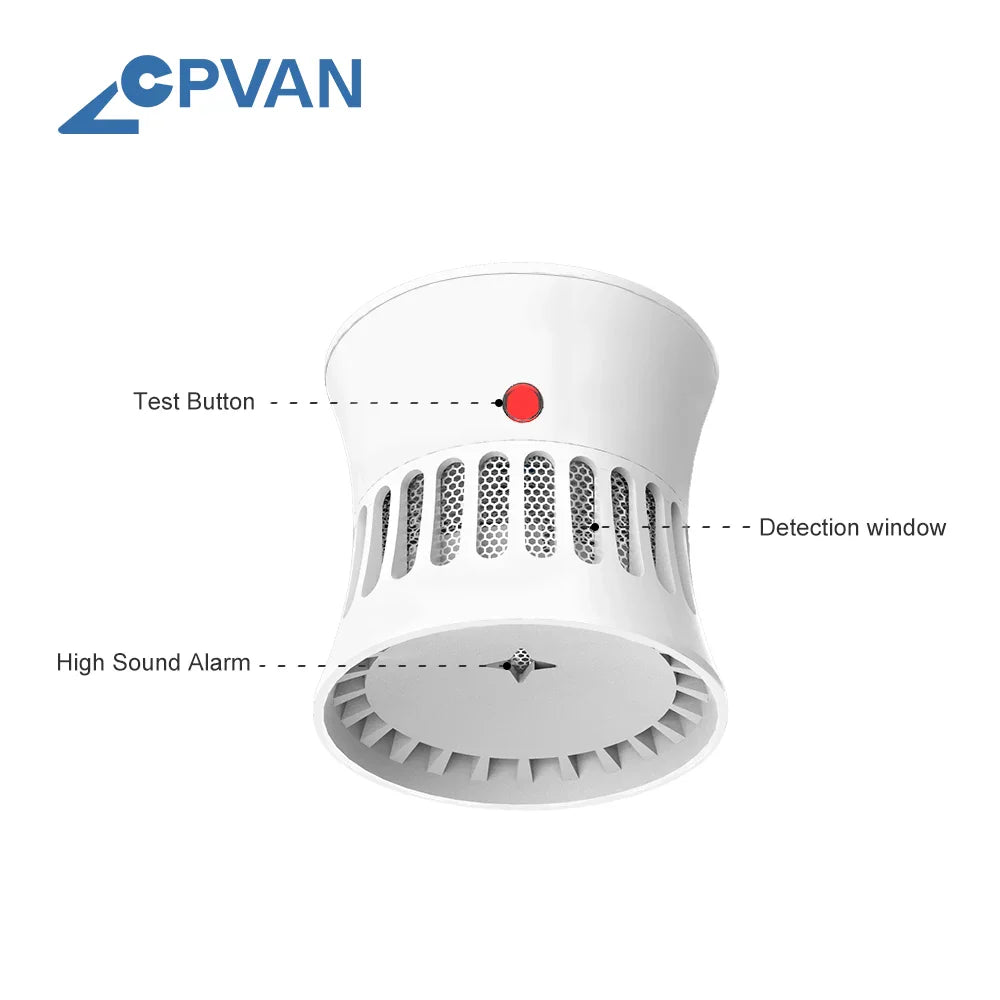 CPVAN Smoke Detector Fire Alarm Home Security System 5 Years Battery CE Certifed EN14604  85dB Smoke Sensor Fire Protection