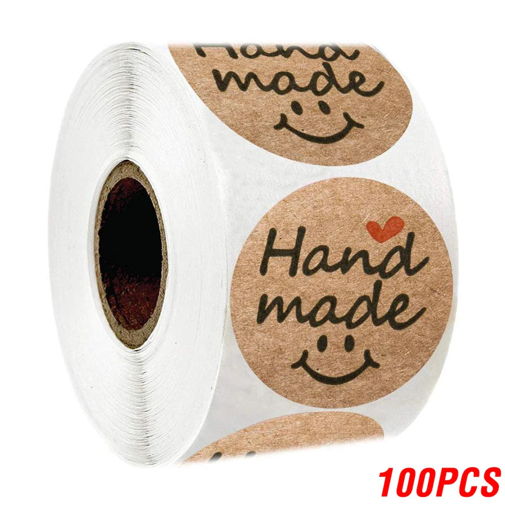 100-500pcs Vintage Kraft Paper Stickers Scrapbook Gift Stationery Label Stickers Handmade With Love Thank You For The Stickers