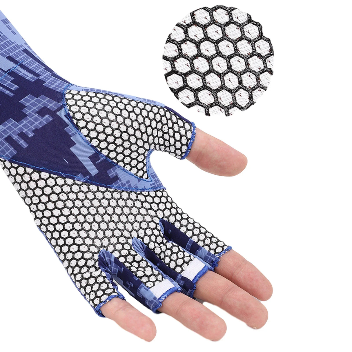 Men’ s Cycling Gloves, Sun-Resistant Floral Print Half-Finger Gloves with Oversleeve for Boys