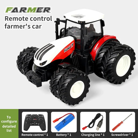 RC Farm Tractors Car Trailer 2.4G Radio Controlled Cars Farming Simulator Truck Miniature Farmer Animal Model Toys Children Boy