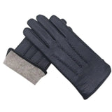 Winter Men's Deerskin Gloves Wrist Fashion New Genuine Deerskin Gloves Wool Lining Machine Sewing Warm Driving Riding Riding Col