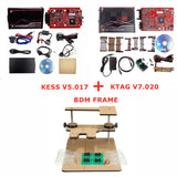 Online 2.80 EU Red Kess V5.017 OBD2 Manager Remap Kit KTAG V7.020 4 LED BDM Frame 22pcs Adapters K-TAG 2.25 ECU Flash Tool