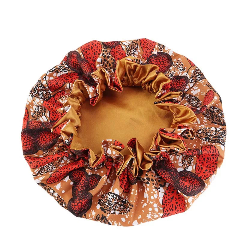 Women's Satin African Pattern Sleeping Hat Elastic Band Night Sleep Cap Hair Care Bonnet Nightcap for Women Cap Bonnet