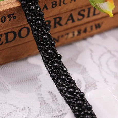 2Yards Pearl Beaded Lace Trim Mesh Lace Ribbon Fabric Clothes Decoration Wedding Dress Collar Sleeve Lace Applique DIY Crafts