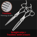 Fenice 6 inch Cutting Thinning Styling Tool Hair Scissors Set Salon Hairdressing Scissors Shears Traceless/V-shaped teeth Blades