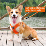 Reflective Vest Harness Leash Adjustable Mesh Vest Dog Harness Collar Chest Strap Leash Harnesses With Traction Rope XXS-L Size