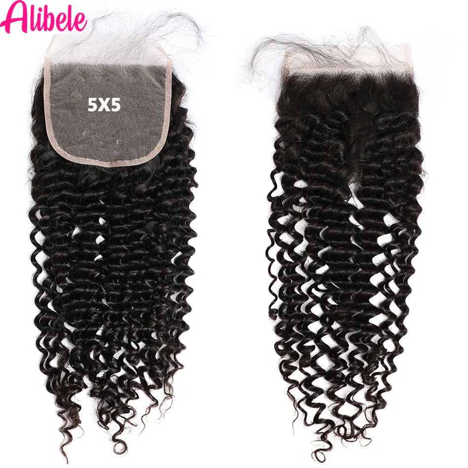 30 Inch Deep Wave Bundles With Closure 5x5 HD Lace Closure With Bundle Peruvian Curly Hair Bundles With 4x4 5x5 6x6 LaceClosure