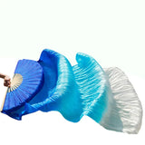 1pair/1pc Real Silk Belly Dance Veil Fans Bamboo Handmade Dyed Performance Long Fan Belly Dancing 100% Real Silk Fans