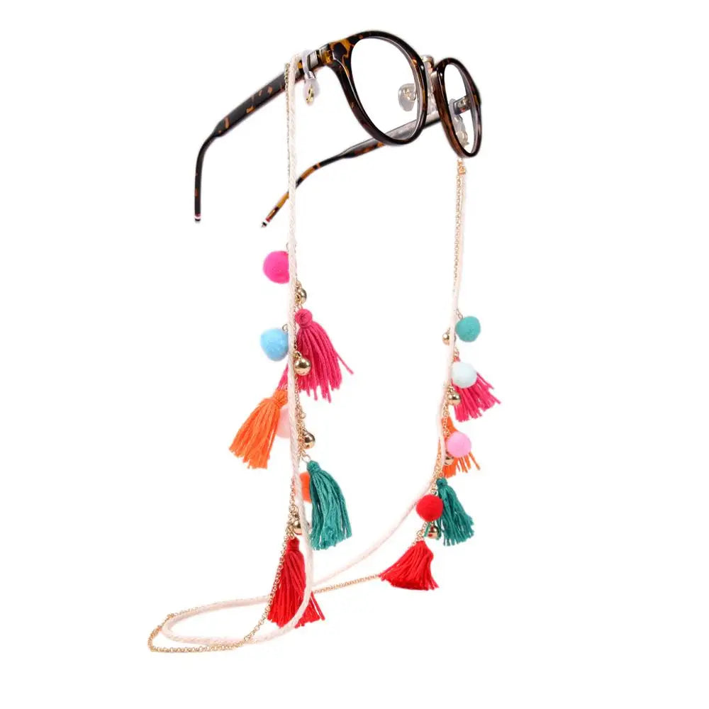 Fashion Colorful Tassel Women's Glasses Chain on the Neck Eyeglasses Lanyard Boho New Design Dangles Masks Holder Strap