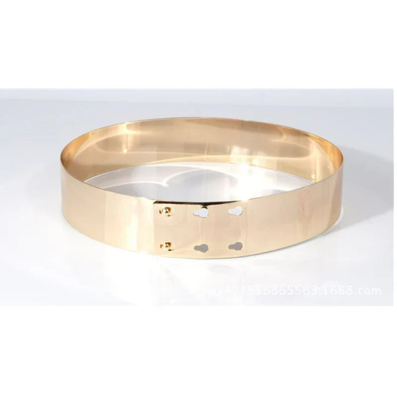 Wide Shinny Metal Wedding Belt Gold & Silver Ring Like cummerbund for women Cinturones Lady apparel Accessory S bg-026