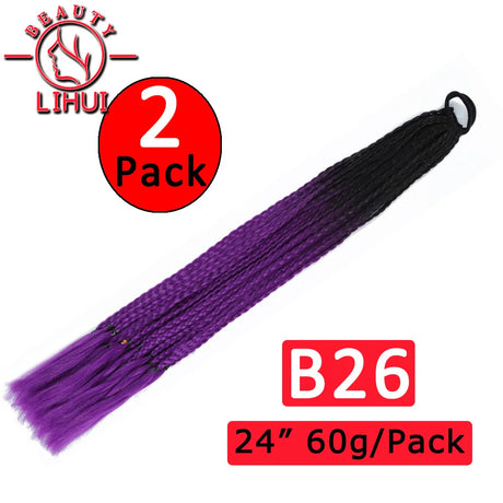 24Inch Synthetic Pontail Tail Hair Ombre Braiding Hair Jumbo Braid Same Color Crochet Hook Braids Hair Extension 2Packs