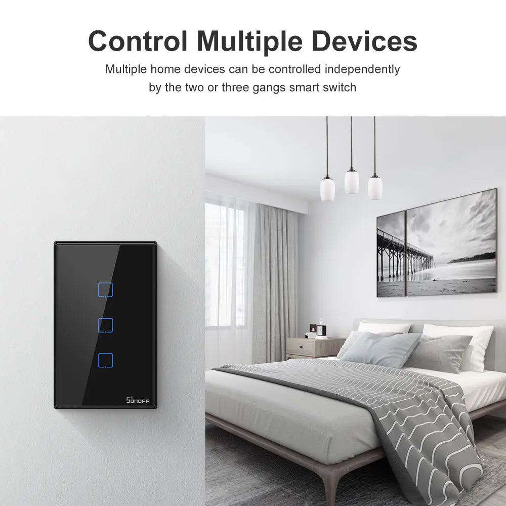 SONOFF TX US Wall Smart Switch 433Mhz RF Remote Control Wi-Fi Touch Switch via eWeLink APP Works With Alexa Google Home