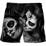 Funny 2021 New Mens Black Skull Board Shorts 3D Printed Summer Beach Shorts Masculino  Women Quick Dry Swimsuit short homme