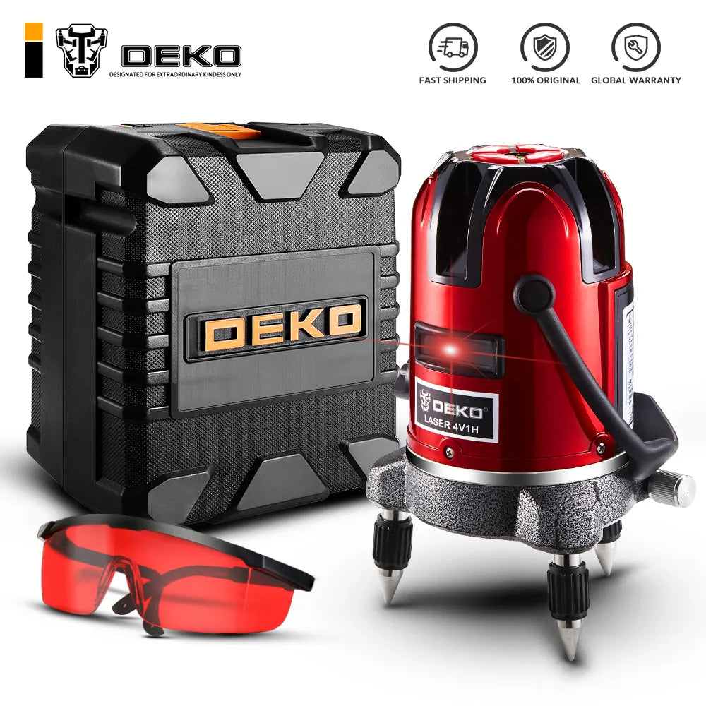 DEKO LL5 Series 5 Lines 6 Points Red/Green 360 Degrees Self-leveling Laser Level Vertical&Horizontal Laser Line High Visibility