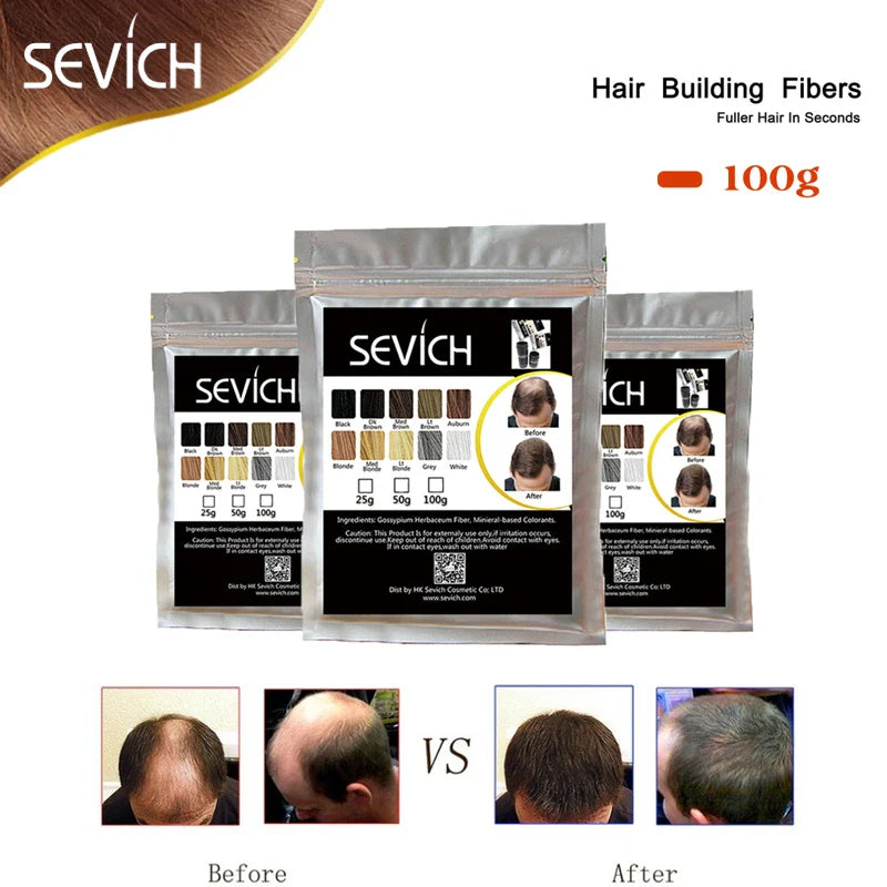 Sevich 125g Hair Fibers 10 Color Keratin Hair Building Fiber Powder Kit Instant Hair Growth Fiber Refill Hair Care Product