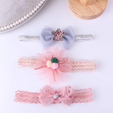 3pcs/lot Newborn Headwear Baby Girl Flower Headbands Lace Hair Bands Party Headband Turban Infant Newborn Hair Accessories